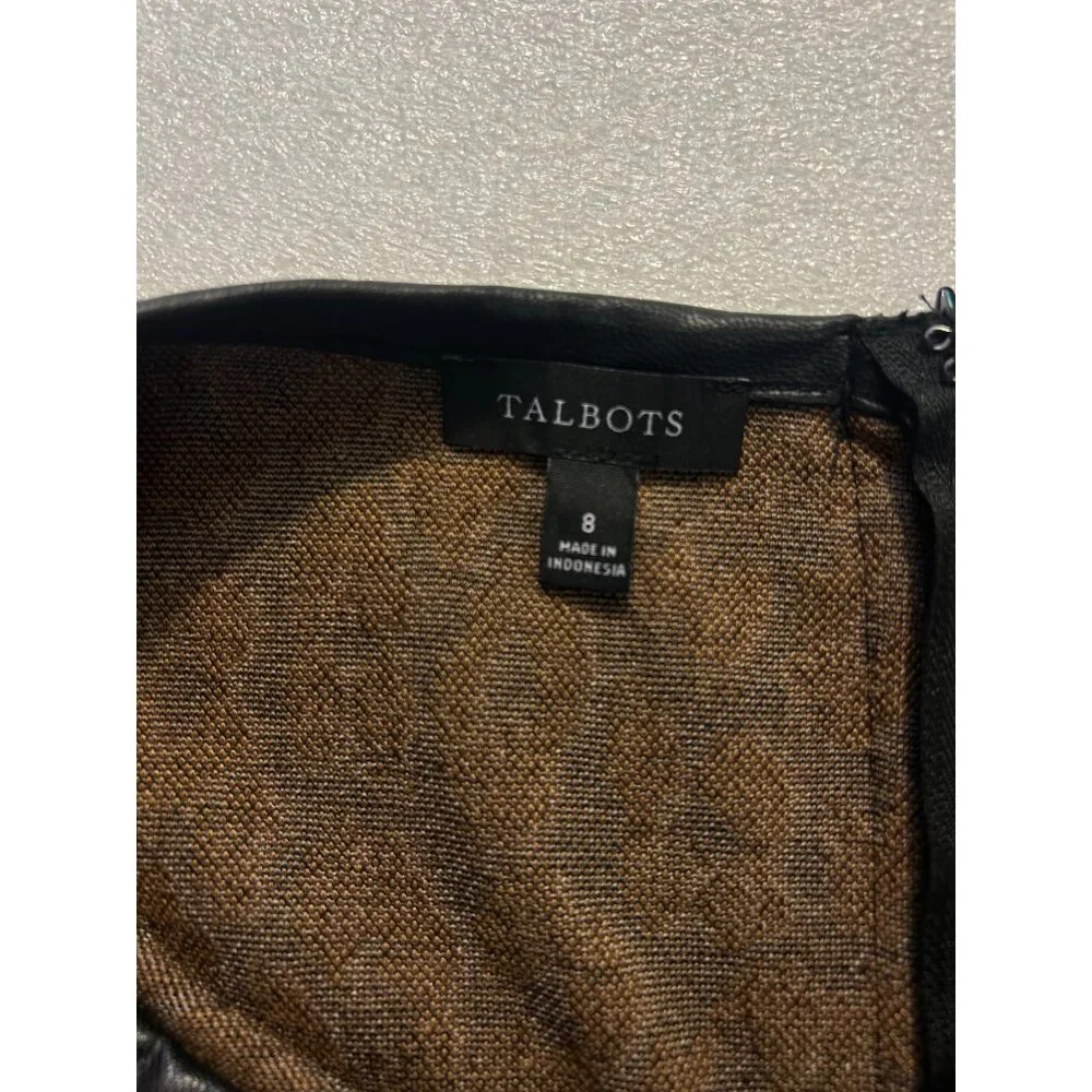Talbots Faux Leather Trim A-Line Dress Fall Leopard size 8 - Picture 5 of 5